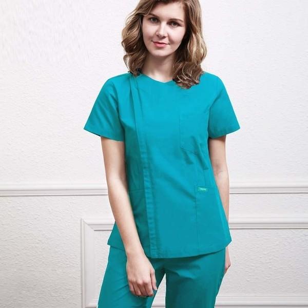 Custom Logo Solid Color Hospital Scrub Suit Classic Style OEM Service
