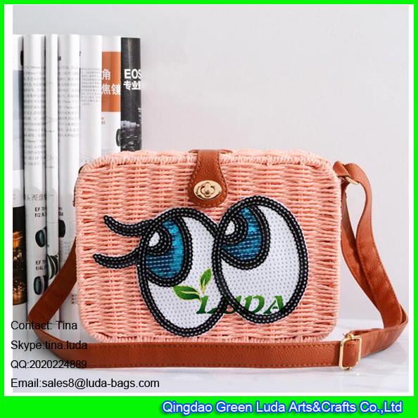 LDTT-013 big eyes rattan handbag fashion paper straw cosmetic shoulder bags