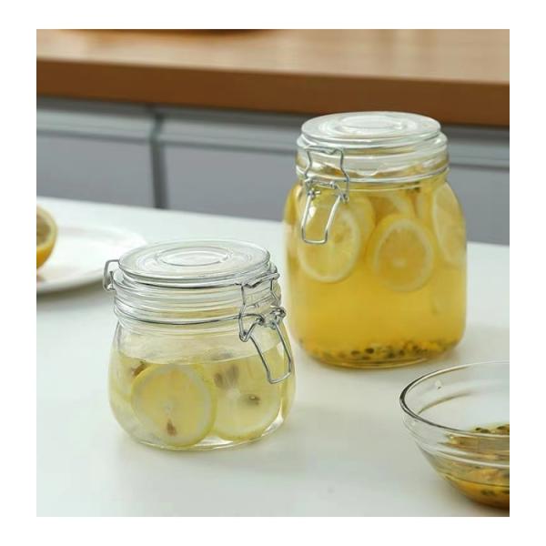 Банки 700ml 500ml хранения еды кнопки нержавеющей стали воздухонепроницаемые стеклянные