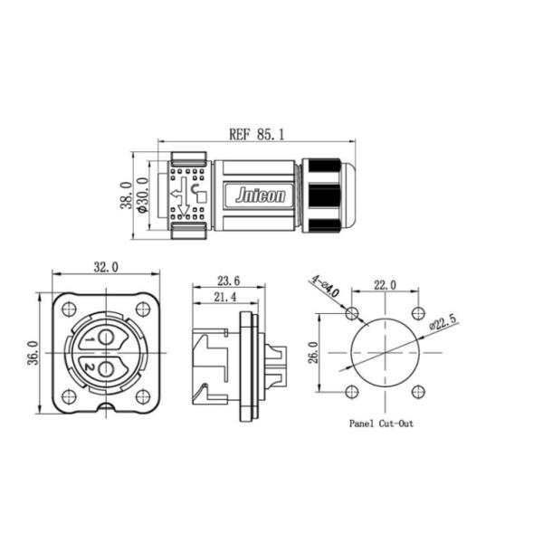 Джникон М25 делает соединитель 50А водостойким держателя панели для базовой станции 5Г