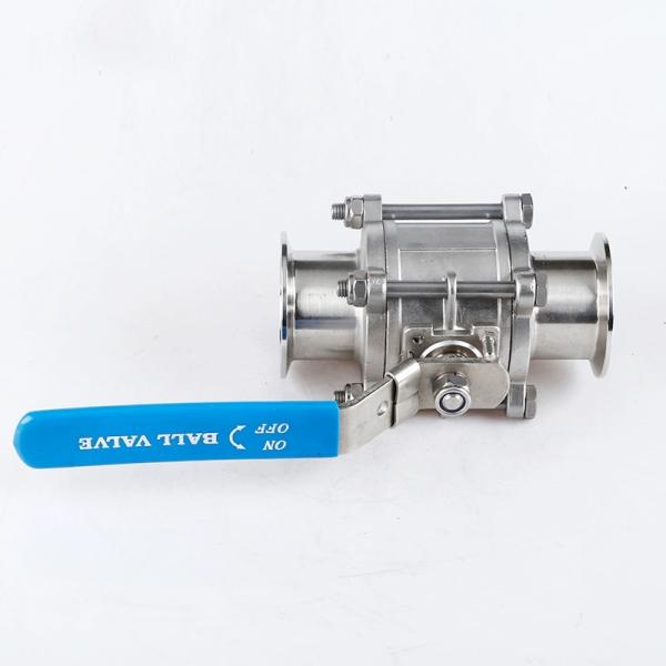 Válvula de bolas de sujeción rápida de tres piezas de acero inoxidable 304 sanitario para operación manual