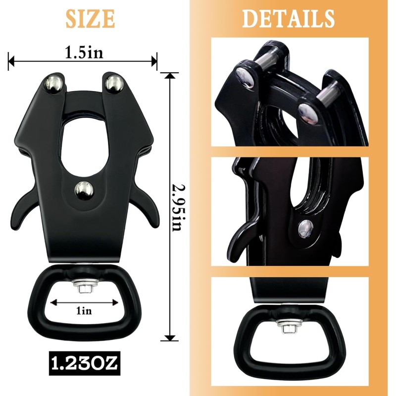 Frog Clip Dog Leash Clasp 360 Degree Swivel Clip Heavy Duty Quick Release and Locking Dog Leash Buckle Hook for Pet Collar
