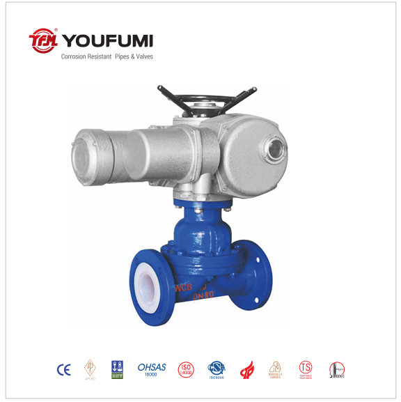 WCB PFA Lined Diaphragm Valve , DN15 Pneumatic Operated Diaphragm Valve