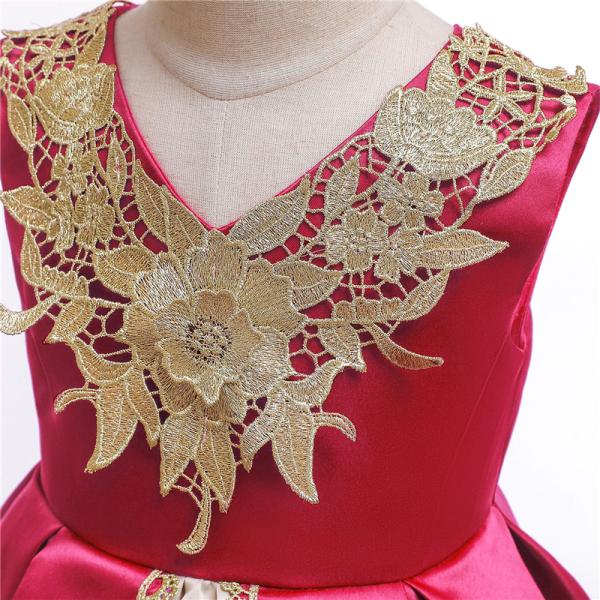 2021 New V-Neck Flower Girl Dress Champagne Lace Princess Dress Vestidos De Ropa Niña Sleeveless Christmas Dress Red/Blu