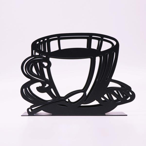 Dinner Metal Napkin Holder Black Coffee Cup Shape Paper Napkin Holder 15 X 4 X 10cm