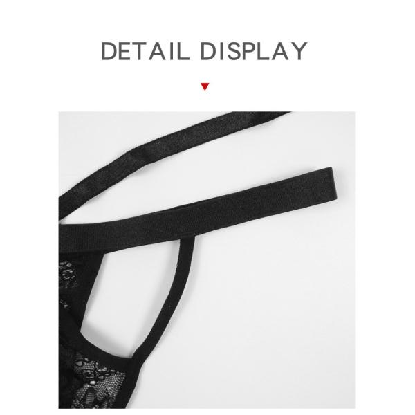 La tanga de la ropa interior de Valentine Womens Underwears Black Thong ata el regalo de tiras del arnés del cuerpo de la parte posterior de T