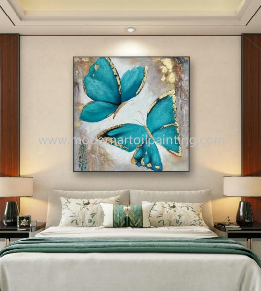 Butterfly Art Oil Paintings Colorful Animal Canvas Modern Style 80 X 80 Cm