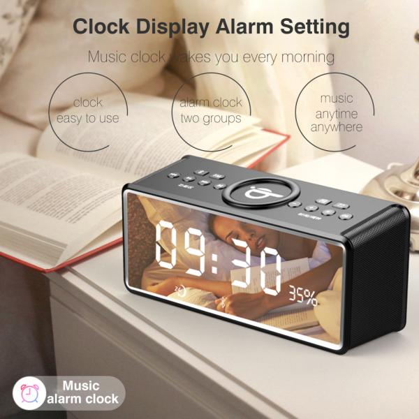 QI Wireless Charging Bluetooth Clock Hifi Speaker FM RADIO AUX  TF Card 2018 New Latest from NEWGOOD
