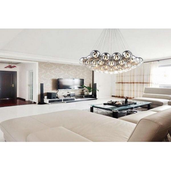 Modern Chrome Glass Balls LED Pendant Chandelier Light For Living Dining Study Room
