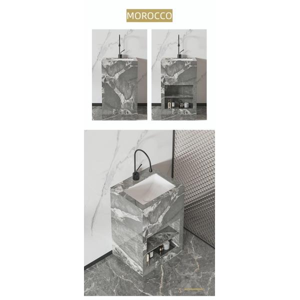 Customized Sintered Stone Full Pedestal Wash Basin Rectangular For Cloakroom