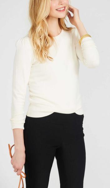 WOMEN'S 60% cotton/20% viscose/15% nylon/5% cashmere LONG SLEEVE CREW NECK PULLOVER KNITTED SWEATER