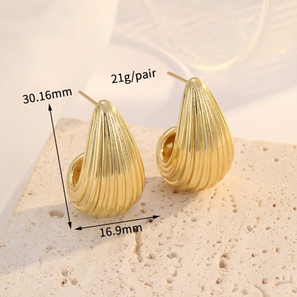 Jiexing Fashion 18k Gold Plated Stainless Steel Earrings Petal C Shaped Irregular Folding Women's Earring Accessories