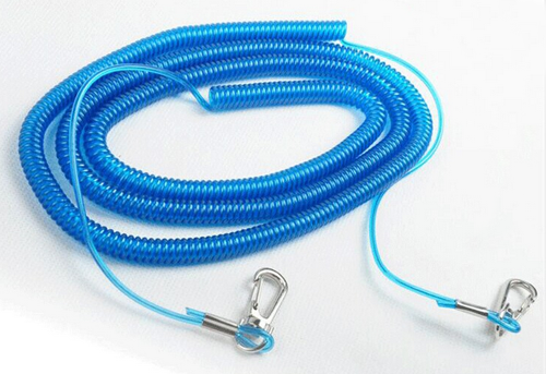 15metre transparent blue plastic spiral coil chain stainless steel wire inside strong coil