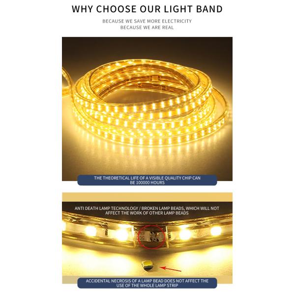 220V Living Room LED Strip Lamp Decorative Ceiling 3 Color Dimming 120 beads