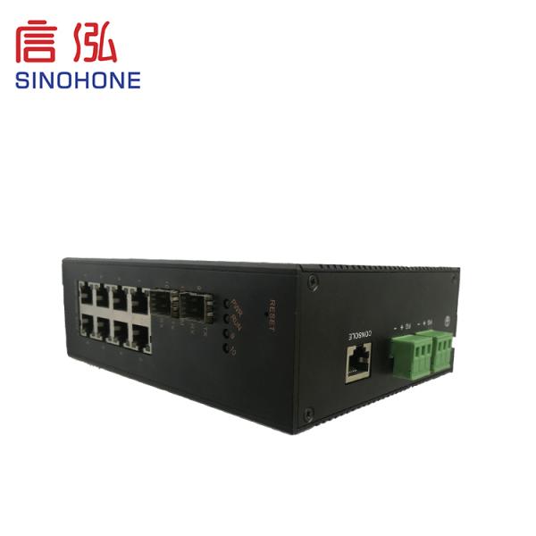 Black 2 SFP Fiber Switch , Gigabit Rj45 Gigabit POE Switch Low Power Consumption