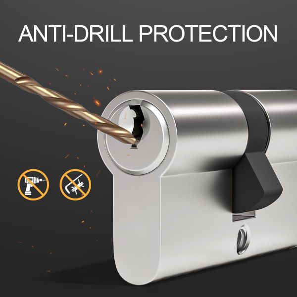Nickel Euro Cylinder Lock,Door Barrel Lock,Key/Key with 3 Standard Keys, Door Cylinder