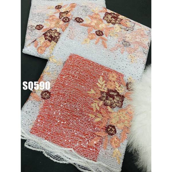 Hot sale Fancy Design New Double net Lace Fabric Sequin Tulle Glitter Sequin Fabric Mesh lace