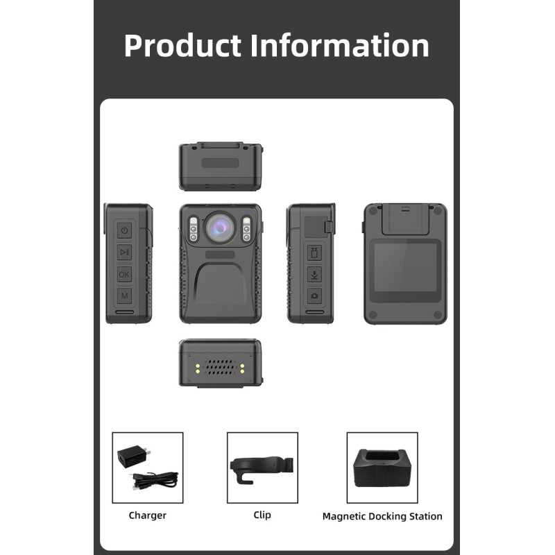 Mini Portable 2k 40MP UHD Body Worn Camera 1.54'' Screen IP65 Waterproof IR Night Vision Wifi Body Camera for Security Guard