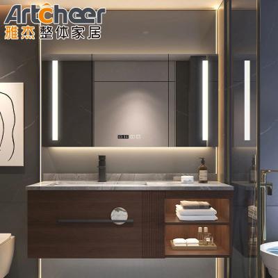 Waterproof Rectangle Bathroom Vanity Units / Cabinet Set With Sink And Side Cabinet
