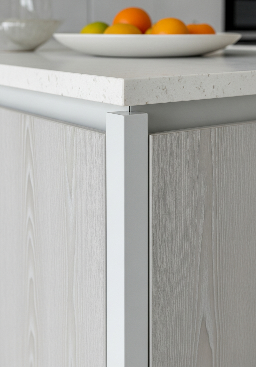 Whitewashed Ash Grain Kitchen Cabinet in 304 Stainless Steel