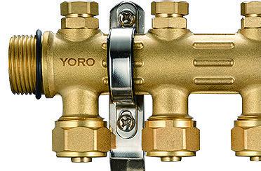 6201 Hot Forged Brass Water Distribution Manifolds up to 8 Branches w/ Concealed Supply Flowrate Tuning Heads & Top Caps