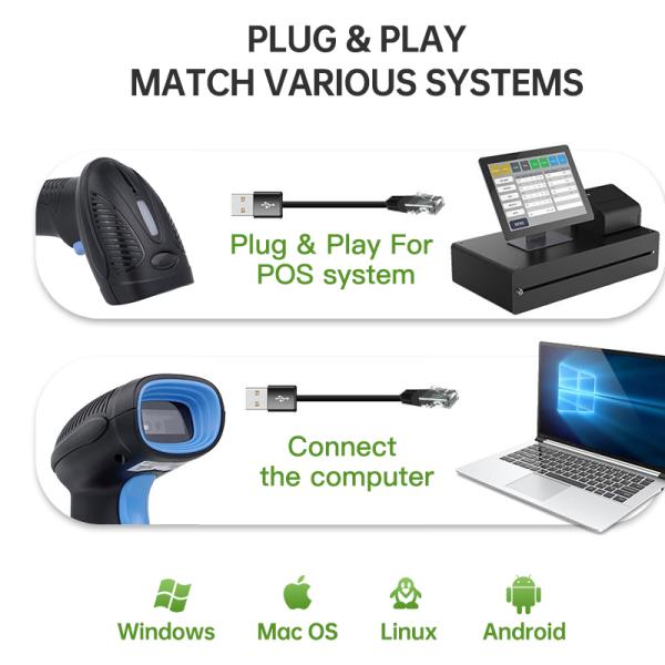 Android Handheld Barcode Scanner Fast Speed Wireless Bluetooth With High Accuracy