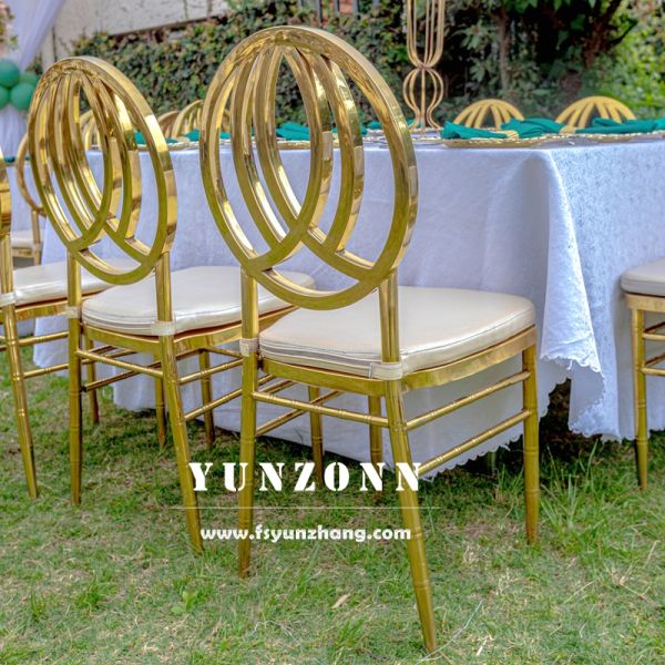 China Factory Supply Stainless Steel Phoenix Chair in Gold and White for Weddings Banquets Hotels Outdoor Dining Apartments
