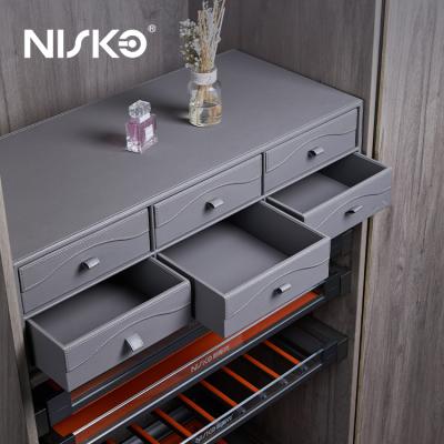Pull out Wardrobe Storage Leather Organizer Box Drawer
