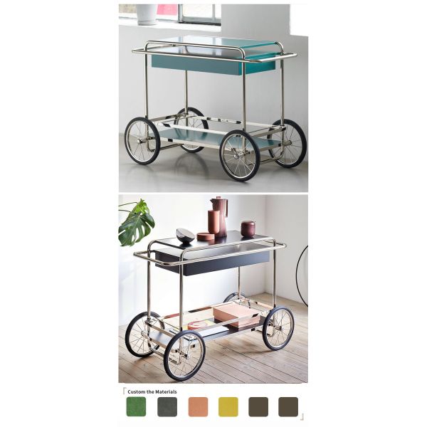MOYI Luxury the Drinks Nordic Serving Hotel Sausage Snacks Tea Wooden Leather Dining Kitchen Trolley