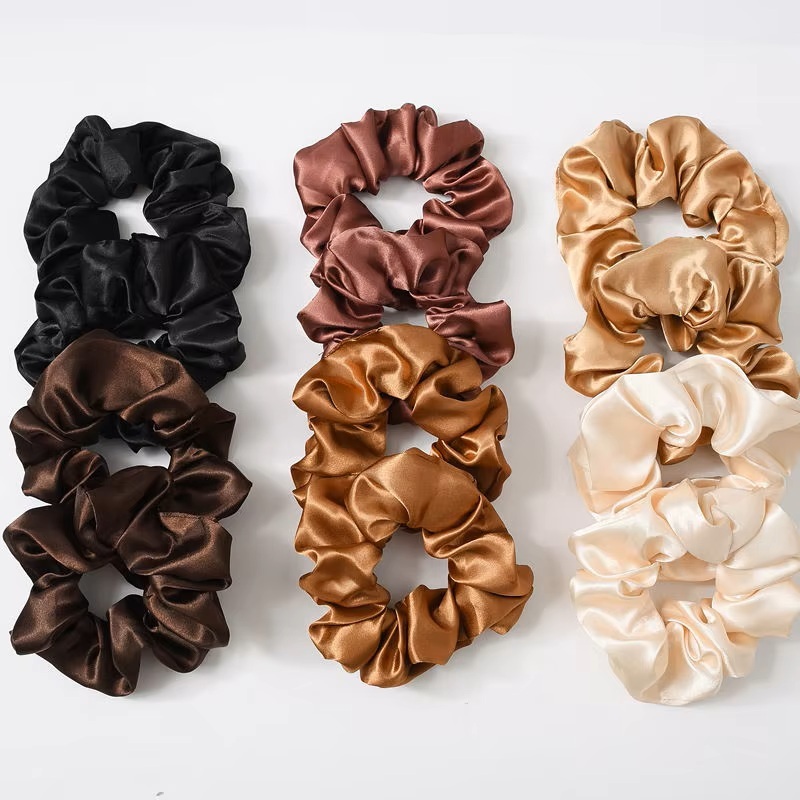 Soft Satin Silk Solid Color Scrunchies Elastic Hair Bands