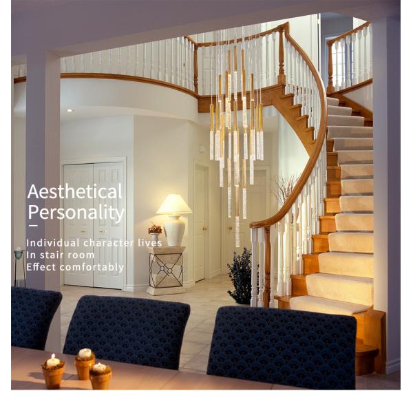 Modern Ceiling Led Chandelier Loft Staircase for Living Room Crystal Hanging Lamp(WH-NC-45)