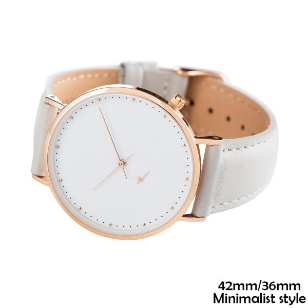 White Leather Wrist Watch Stainless Steel Mens Leather Strap Watches