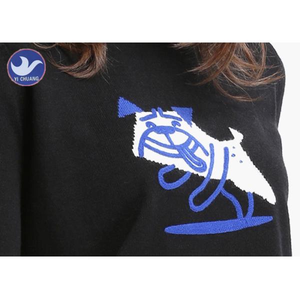 Cartoon Jacquard Womens Knit Pullover Sweater Embroidery Leisure Jumper