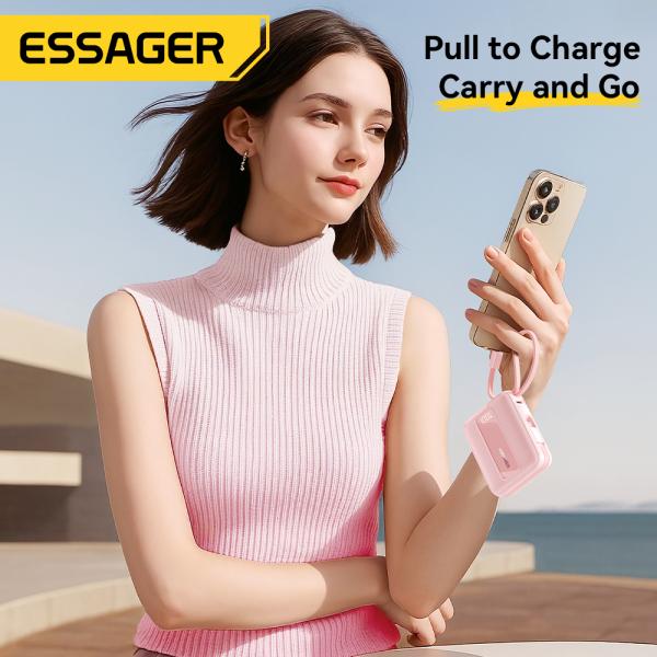 Essager ES-D024 Small 22.5W Digital Display 10000 Mah Fast Charging Power Bank Built in Cable
