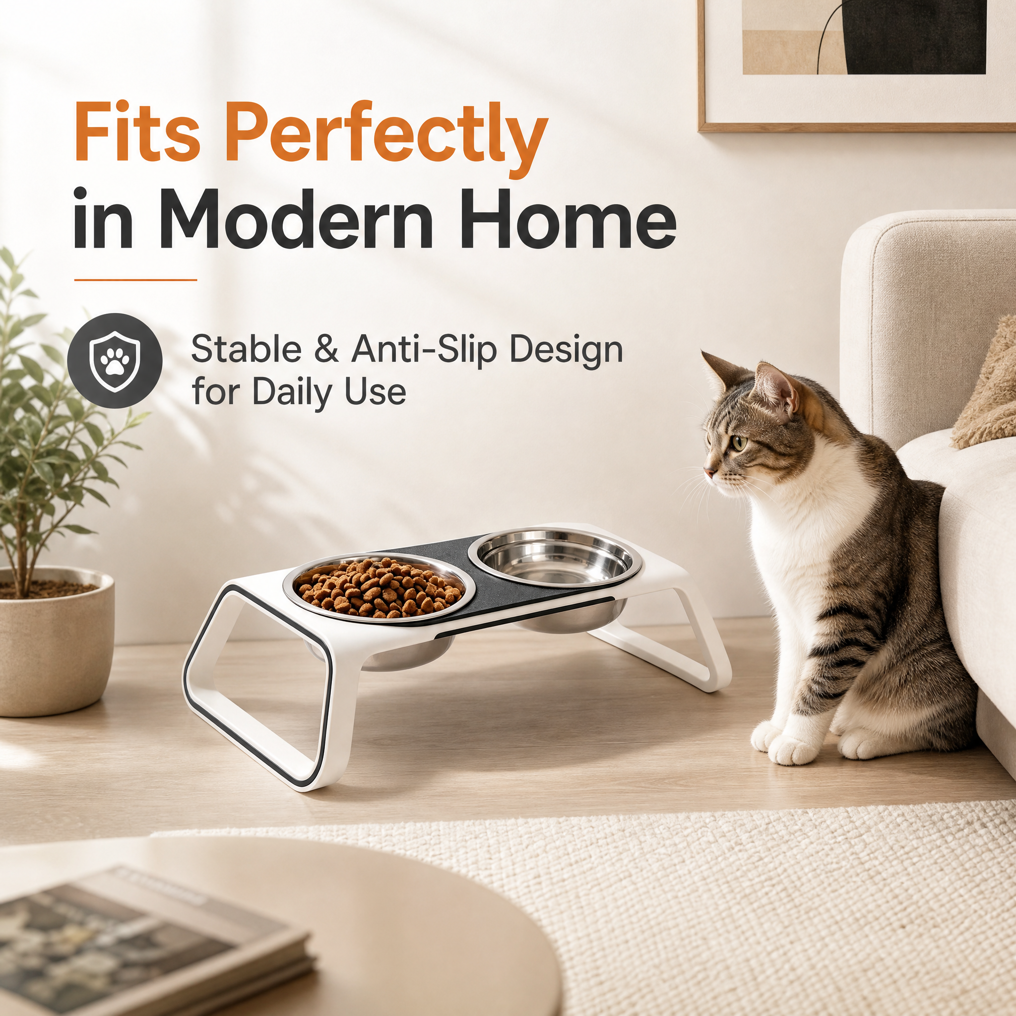Detachable Stainless Steel Bowl Anti Slip Non Toxic 3D Printed Pet Accessories
