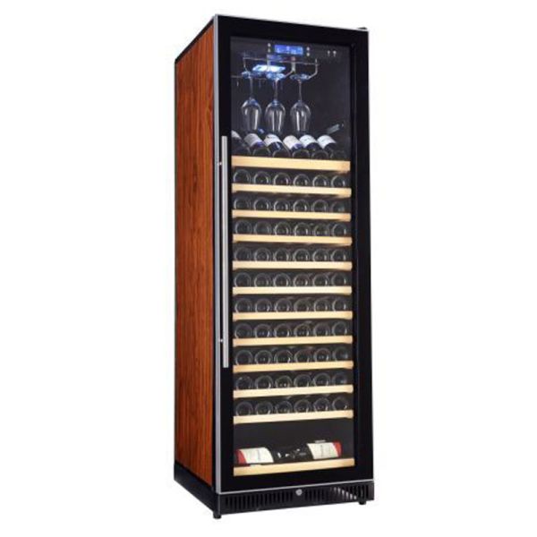 Smart Digital Temperature Control Lockable Dual Glass Door Wood Wine Cooler Cabinet with Less than 42 dB Noise