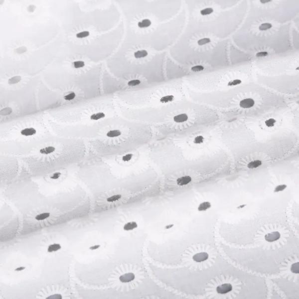 Luxury White Cotton Embroidery Fabric For Beautiful Dress