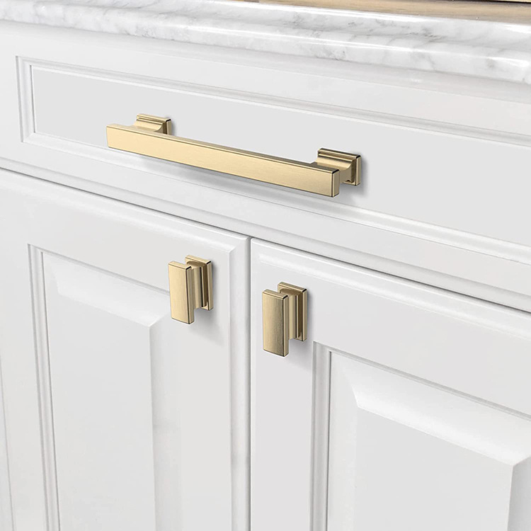 Nordic Gold Modern Simple Long Single Hole Solid Zinc Cabinet Door Knob Brass Material Living Room Wardrobe Drawer Handle