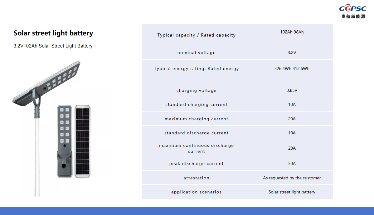 3.2V 102Ah solar street lamp battery