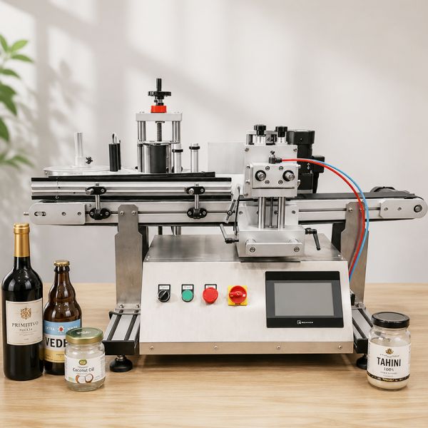Automatic Benchtop Printing Bottle Sticker Machine 10-100pcs/Min Custom