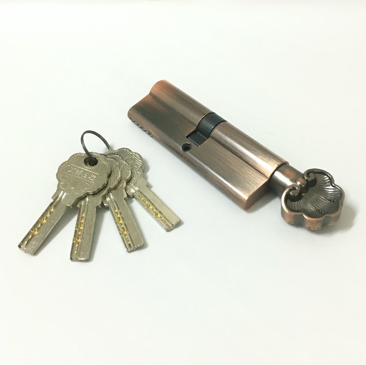 90mm Zinc Brass Cylinder Single Open Euro Profile Lock With Brass Or Iorn  Key