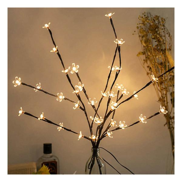 Indoor 36cm 24 Bulbs Battery Christmas Star Home Decor Led Cherry Flower Tabletop Bonsai Tree Fairy Light