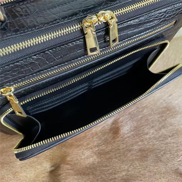 Exotic Crocodile Belly Skin Businessmen Small Briefcase ZIP Working Purse Genuine Real Alligator Leather Male Handbag