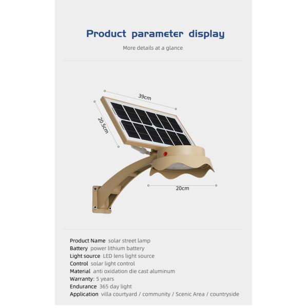 120 Watts Solar Powered LED Street Lights 120w Golden Sunflower Shape Night Panel