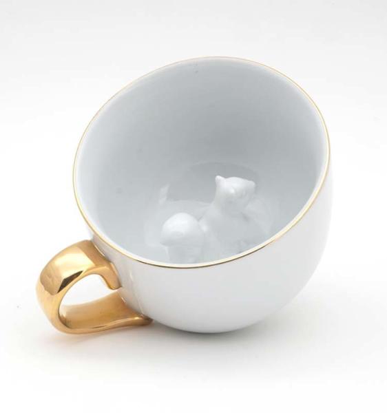 Presentes Publicitários Taça de Garrafa de Ouro Taça de Café de Cerâmica Personalizada