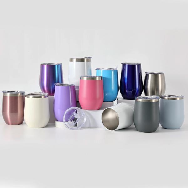 12oz Insulated Wine Tumbler With Lid Double Wall Vacuum Stainless Steel Glass Coffee Mug Insulated Tumbler Cup For Champaign Cocktail Beer