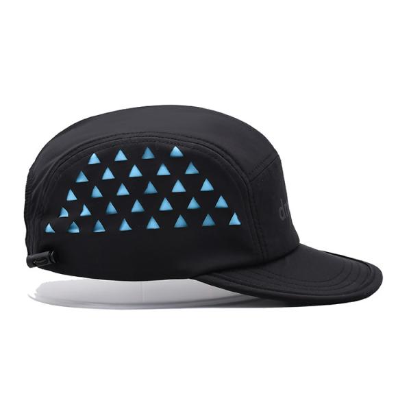 Chapeau de campeur à 5 panneaux avec casquettes de découpe laser à coutures contrastées pour hommes et femmes