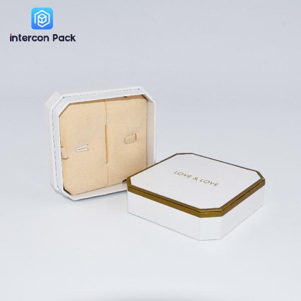 ISO9001 Small Jewelry Packaging Boxes PU Leather Pearl Paper Hot Stamping Process