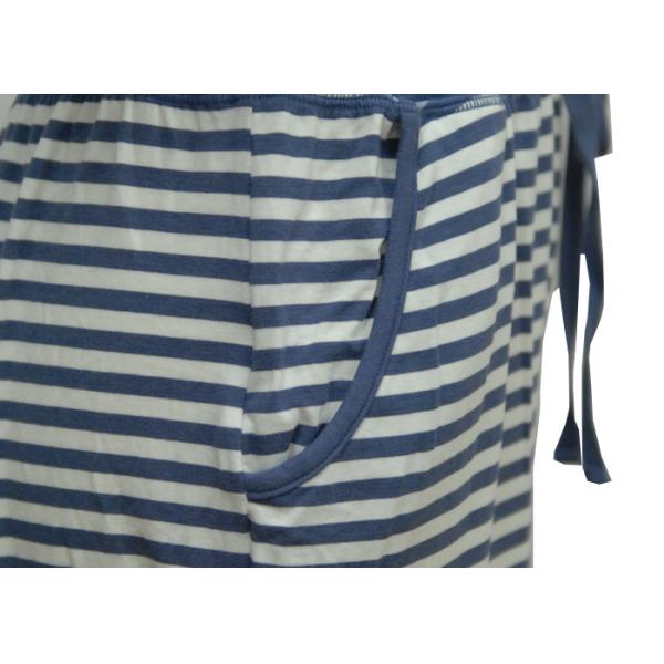 Womens High Waisted Cigarette Trousers , Blue And White Striped Pants Outfit