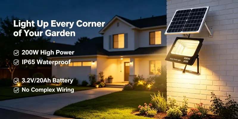 50W-2000W Adjustable Solar Flood Light Outdoor Motion Optional Wall Lamp